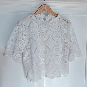 Lacy white high neck shirt
